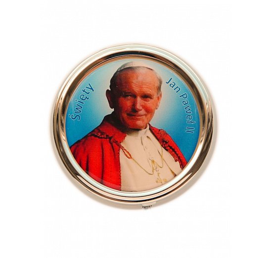 Pudełko metalowe na różaniec Jan Paweł II