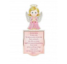 Aniołek różowy z modlitwą zawieszka
