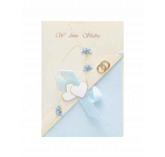 Karbet na ślub biało niebieski dwa serca