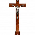 Krzyż drewniany stojący z frezem 22 cm brązowy