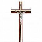 Krzyż drewniany z paskiem ciemny 16 cm