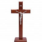 Krzyż drewniany z frezem 30 cm brązowy