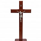 Krzyż drewniany z frezem 45 cm brązowy