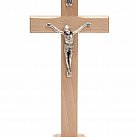 Krzyż drewniany stojący z frezem 20 cm jasny
