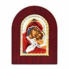 Ikona srebrna Maryja z Dzieciątkiem w drewnie
