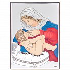 Obrazek srebrny Matka Boża Karmiąca, kolorowa