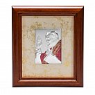 Obrazek srebrny Święty Jan Paweł II w drewnianej ramie