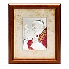 Obrazek Srebrny Święty Jan Paweł II w drewnianej ramie