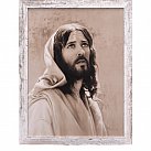 Obraz Jezus duży biała przecierana rama