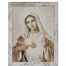 Obraz Serce Maryi duży biała przecierana rama