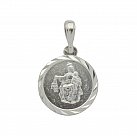 Medalik diamentowany srebrny Matka Boża Szkaplerzna okrągły